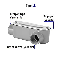 Condulet 3/4' conexión tipo LL, Volteck - COLET-3/4-LL / 46977 Condulet 3/4' conexión tipo LL, Volteck - COLET-3/4-LL / 46977