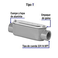 Condulet 3/4' conexión tipo T, Volteck - COLET-3/4-T / 46980 Condulet 3/4' conexión tipo T, Volteck - COLET-3/4-T / 46980