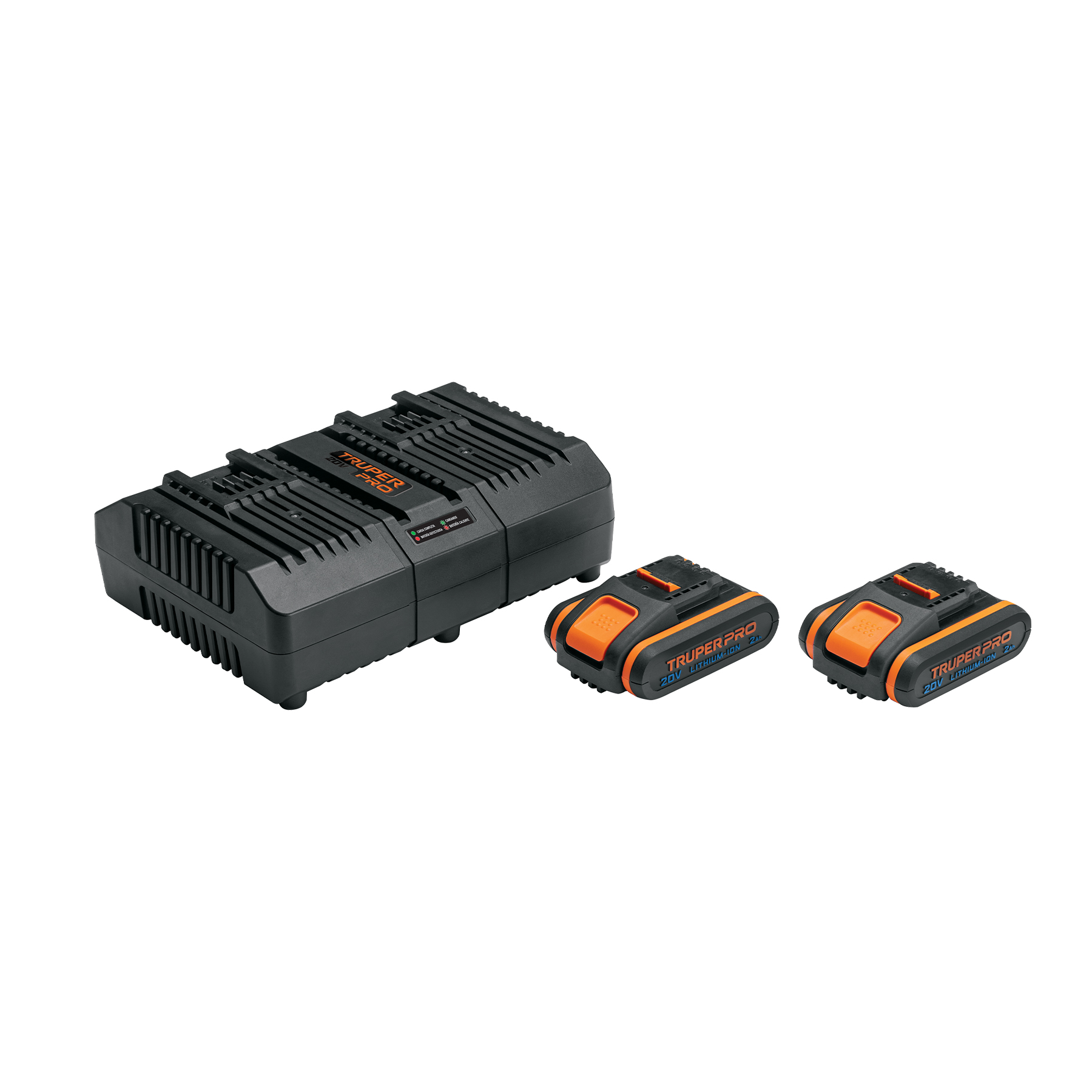 Combo cargador dual con 2 baterías de 2Ah, 20V, TRUPER PRO, 103377 - COM-CBA
