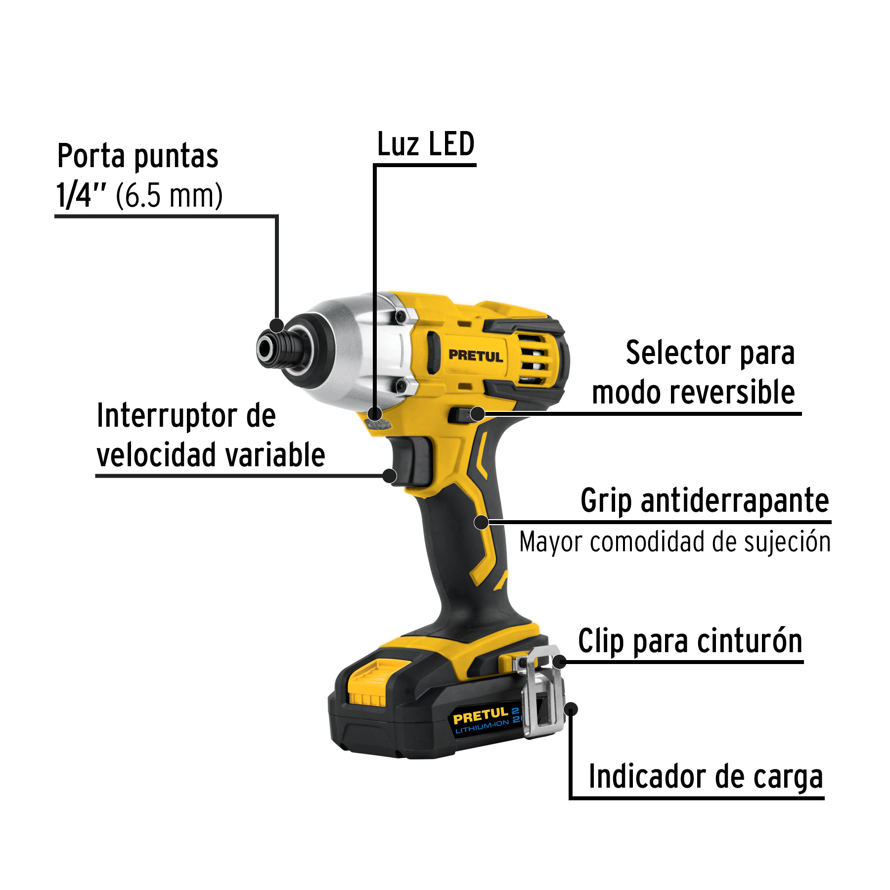 Combo rotomartillo/destornillador impacto, 20V, PRETUL, 29020 - COMBO-20P