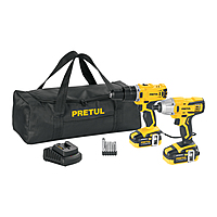 Combo rotomartillo/destornillador impacto, 20V, PRETUL, 29020 - COMBO-20P