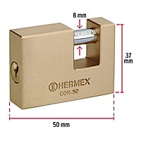 Candado antipalanca, 50mm, cuerpo de latón llave tradicional - COR-50 / 43355 Candado antipalanca, 50mm, cuerpo de latón llave tradicional - COR-50 / 43355