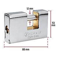 Candado antipalanca, 80mm, blindado, llave puntos - COR-80Q / 43352 Candado antipalanca, 80mm, blindado, llave puntos - COR-80Q / 43352