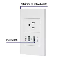 Placa armada 1contacto, 2puertos USB, 1.5mod,Española,blanco - COUSB-EB / 45603 Placa armada 1contacto, 2puertos USB, 1.5mod,Española,blanco - COUSB-EB / 45603
