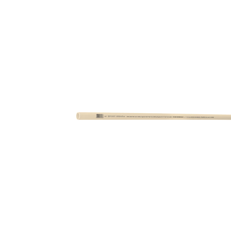 Tubo de 3 m de CPVC de 1/2' hidráulico RD 13.5, Hidroflow - CPVC-001 / 45042 Tubo de 3 m de CPVC de 1/2' hidráulico RD 13.5, Hidroflow - CPVC-001 / 45042