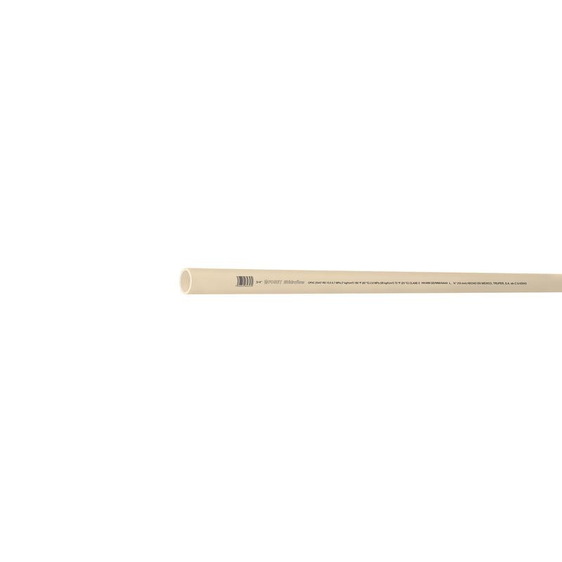 Tubo de 3 m de CPVC de 3/4' hidráulico RD 13.5, Hidroflow - CPVC-002 / 45043 Tubo de 3 m de CPVC de 3/4' hidráulico RD 13.5, Hidroflow - CPVC-002 / 45043