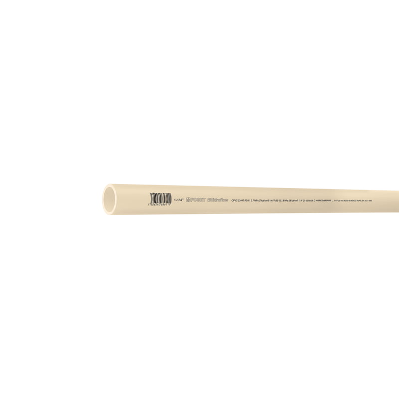 Tubo de 3 m de CPVC de 1-1/4' hidráulico RD 11, Hidroflow - CPVC-004 / 45560 Tubo de 3 m de CPVC de 1-1/4' hidráulico RD 11, Hidroflow - CPVC-004 / 45560