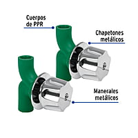 Caja con 2 llaves de PPR y manerales metálicos para empotrar - CV-052 / 49828 Caja con 2 llaves de PPR y manerales metálicos para empotrar - CV-052 / 49828