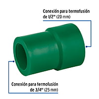 Reducción de PPR, 3/4'x1/2', 25x20mm - CV-221 / 49822 Reducción de PPR, 3/4'x1/2', 25x20mm - CV-221 / 49822