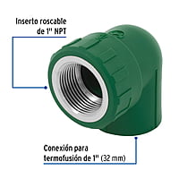 Codo 90° de PPR, 1', 32mm, hembra - CV-503 / 49863 Codo 90° de PPR, 1', 32mm, hembra - CV-503 / 49863