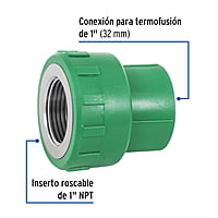 Conector de PPR, 1', 32mm, hembra - CV-603 / 49887 Conector de PPR, 1', 32mm, hembra - CV-603 / 49887