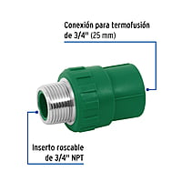 Conector de PPR, 3/4', 25mm, macho - CV-612 / 49880 Conector de PPR, 3/4', 25mm, macho - CV-612 / 49880