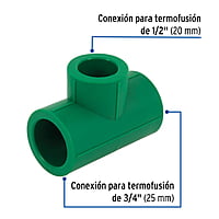 Tee de PPR reducida, 3/4'x3/4'x1/2', 25x25x20mm - CV-722 / 49844 Tee de PPR reducida, 3/4'x3/4'x1/2', 25x25x20mm - CV-722 / 49844