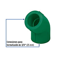 Codo 45° de PPR, 3/4', 25mm - CV-862 / 49868 Codo 45° de PPR, 3/4', 25mm - CV-862 / 49868