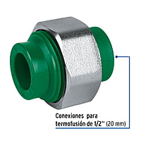 Tuerca unión de PPR, 1/2'x1/2', 20x20mm - CV-971 / 49810 Tuerca unión de PPR, 1/2'x1/2', 20x20mm - CV-971 / 49810