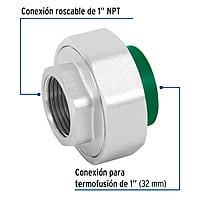 Tuerca unión mixta de PPR, 32mmx1' - CV-983 / 49818 Tuerca unión mixta de PPR, 32mmx1' - CV-983 / 49818