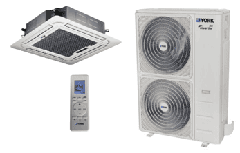 Set Minisplit York Tipo Cassette Inverter 5 Ton. 220/3/60 16 SEER Frio y Calor - YKKE55BZTMCMORX Set Minisplit York Tipo Cassette Inverter 5 Ton. 220/3/60 16 SEER Frio y Calor - YKKE55BZTMCMORX