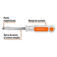 Desarmador plano, barra cuadrada, mango acetato, 1/4 x 3' - DC-1/4X3 / 14089 Desarmador plano, barra cuadrada, mango acetato, 1/4 x 3' - DC-1/4X3 / 14089