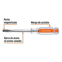 Desarmador plano, barra cuadrada, mango acetato, 1/4 x 4' - DC-1/4X4 / 14092 Desarmador plano, barra cuadrada, mango acetato, 1/4 x 4' - DC-1/4X4 / 14092