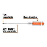 Desarmador plano, barra cuadrada, mango acetato, 1/4 x 6' - DC-1/4X6 / 14095