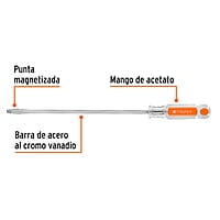 Desarmador plano, barra cuadrada, mango acetato, 1/4 x 9' - DC-1/4X9 / 14098 Desarmador plano, barra cuadrada, mango acetato, 1/4 x 9' - DC-1/4X9 / 14098