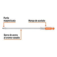 Desarmador plano, barra cuadrada, mango acetato, 3/8 x 12' - DC-3/8X12 / 14116 Desarmador plano, barra cuadrada, mango acetato, 3/8 x 12' - DC-3/8X12 / 14116