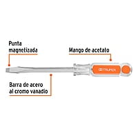 Desarmador plano, barra cuadrada, mango acetato, 5/16 x 5' - DC-5/16X5 / 14101 Desarmador plano, barra cuadrada, mango acetato, 5/16 x 5' - DC-5/16X5 / 14101