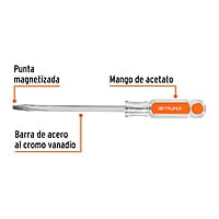 Desarmador plano, barra cuadrada, mango acetato, 5/16 x 6' - DC-5/16X6 / 14104 Desarmador plano, barra cuadrada, mango acetato, 5/16 x 6' - DC-5/16X6 / 14104