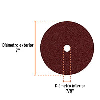 Disco de lija de 7' con respaldo de fibra, grano 24 - DILF-724 / 100129 Disco de lija de 7' con respaldo de fibra, grano 24 - DILF-724 / 100129