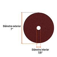 Disco de lija de 7' con respaldo de fibra, grano 50 - DILF-750 / 100161 Disco de lija de 7' con respaldo de fibra, grano 50 - DILF-750 / 100161