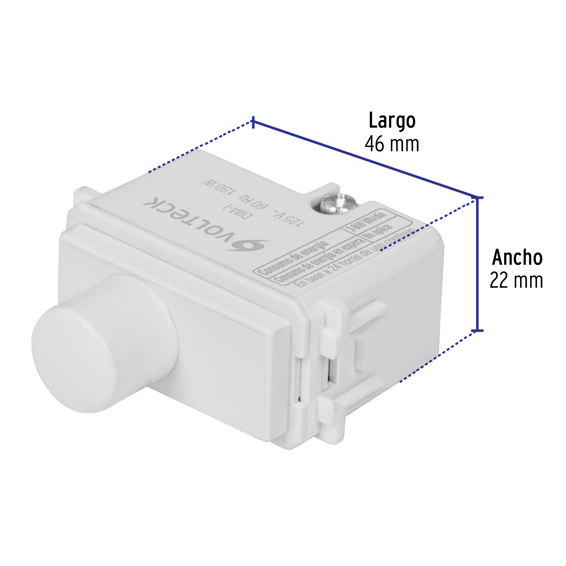 Dimmer giratorio, línea Italiana, color blanco - DIM-IB / 48138 Dimmer giratorio, línea Italiana, color blanco - DIM-IB / 48138