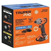Destornillador de impacto 1/4', 20V, 1 batería 2Ah, PRO, 103253 - DIMI-20A2