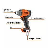 Destornillador de impacto 1/4', 20V, sin accesorios, PRO, 103254 - DIMI-20AS