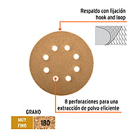 Caja con 5 discos de lija 5' grano 180 lijadora roto-orbital - DIRO-518 / 17952 Caja con 5 discos de lija 5' grano 180 lijadora roto-orbital - DIRO-518 / 17952