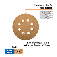 Caja con 5 discos de lija 5' grano 40 lijadora roto-orbital - DIRO-54 / 17765 Caja con 5 discos de lija 5' grano 40 lijadora roto-orbital - DIRO-54 / 17765