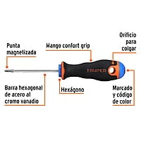 Desarmador punta phillips, 1/8' mango Comfort Grip, 2-1/2' - DP-1/8X2-1/2B / 18547 Desarmador punta phillips, 1/8' mango Comfort Grip, 2-1/2' - DP-1/8X2-1/2B / 18547