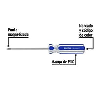 Desarmador punta Phillips, 3/16 x 4', mango PVC, Pretul - DP-3/16X4TP / 21473