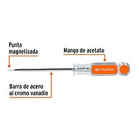 Desarmador plano 1/4x4' mango de acetato - DR-1/4X4 / 13996 Desarmador plano 1/4x4' mango de acetato - DR-1/4X4 / 13996