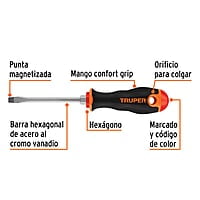 Desarmador plano 1/4x4' mango comfort grip - DR-1/4X4B / 13998 Desarmador plano 1/4x4' mango comfort grip - DR-1/4X4B / 13998