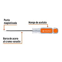 Desarmador plano 3/16x4' mango de acetato - DR-3/16X4 / 13990 Desarmador plano 3/16x4' mango de acetato - DR-3/16X4 / 13990