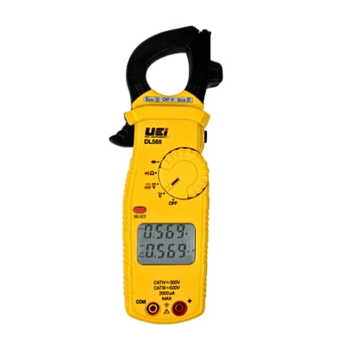 Pinza amperimétrica, 400 A, con pantalla doble, almacenamiento de cables de prueba - DL569 Pinza amperimétrica, 400 A, con pantalla doble, almacenamiento de cables de prueba - DL569