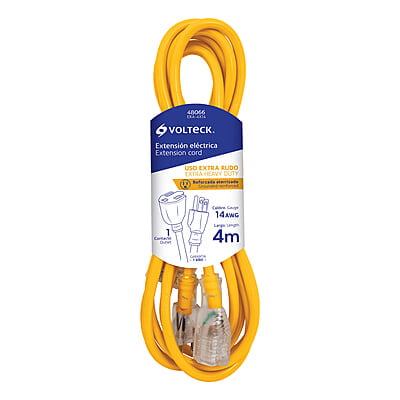 Extensión reforzada, aterrizada, 4 m, calibre 14, Volteck - ERA-4X14 / 48066