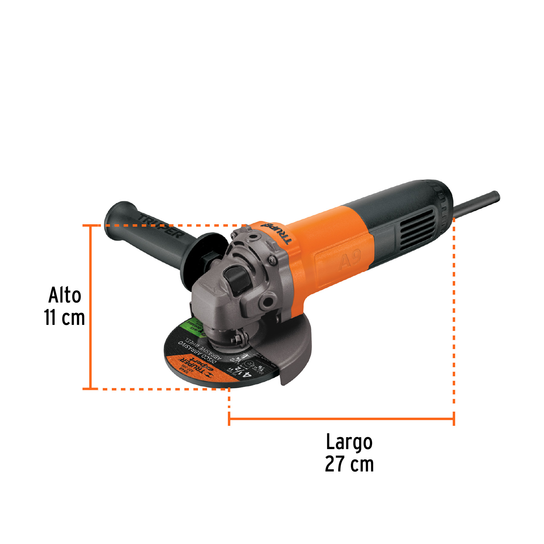 ESMA-4-1/2A9 Esmeriladora angular 4-1/2', profesional, 800 W Truper