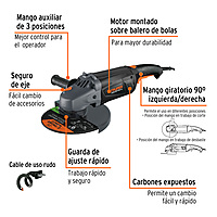 ESMA-9N2 Esmeriladora Angular 9Pulg, Industrial, 2300W Truper ESMA-9N2 Esmeriladora Angular 9Pulg, Industrial, 2300W Truper