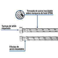 Manguera hule,1/2x3/4', 40cm, acero, usos generales - FBO-1240X / 49131 Manguera hule,1/2x3/4', 40cm, acero, usos generales - FBO-1240X / 49131