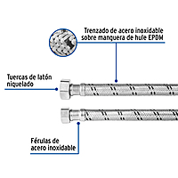 Manguera hule, 1/2', 80 cm, acero inoxidable, usos generales - FBO-1280X / 49134
