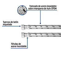Manguera trenzada de acero 1/2x1/2'X 120cm usos generales - FBO-22120X / 48967
