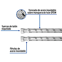 Manguera trenzada de acero 1/2x 1/2'X 60cm usos generales - FBO-2260X / 48965 Manguera trenzada de acero 1/2x 1/2'X 60cm usos generales - FBO-2260X / 48965