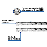 Manguera trenzada de acero 1/2x1/2'X80cm usos generales - FBO-2280X / 48966 Manguera trenzada de acero 1/2x1/2'X80cm usos generales - FBO-2280X / 48966