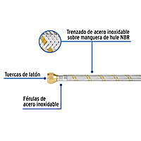 Manguera de hule, 100 cm, revestida de acero, usos generales - FGA-10X / 49515 Manguera de hule, 100 cm, revestida de acero, usos generales - FGA-10X / 49515